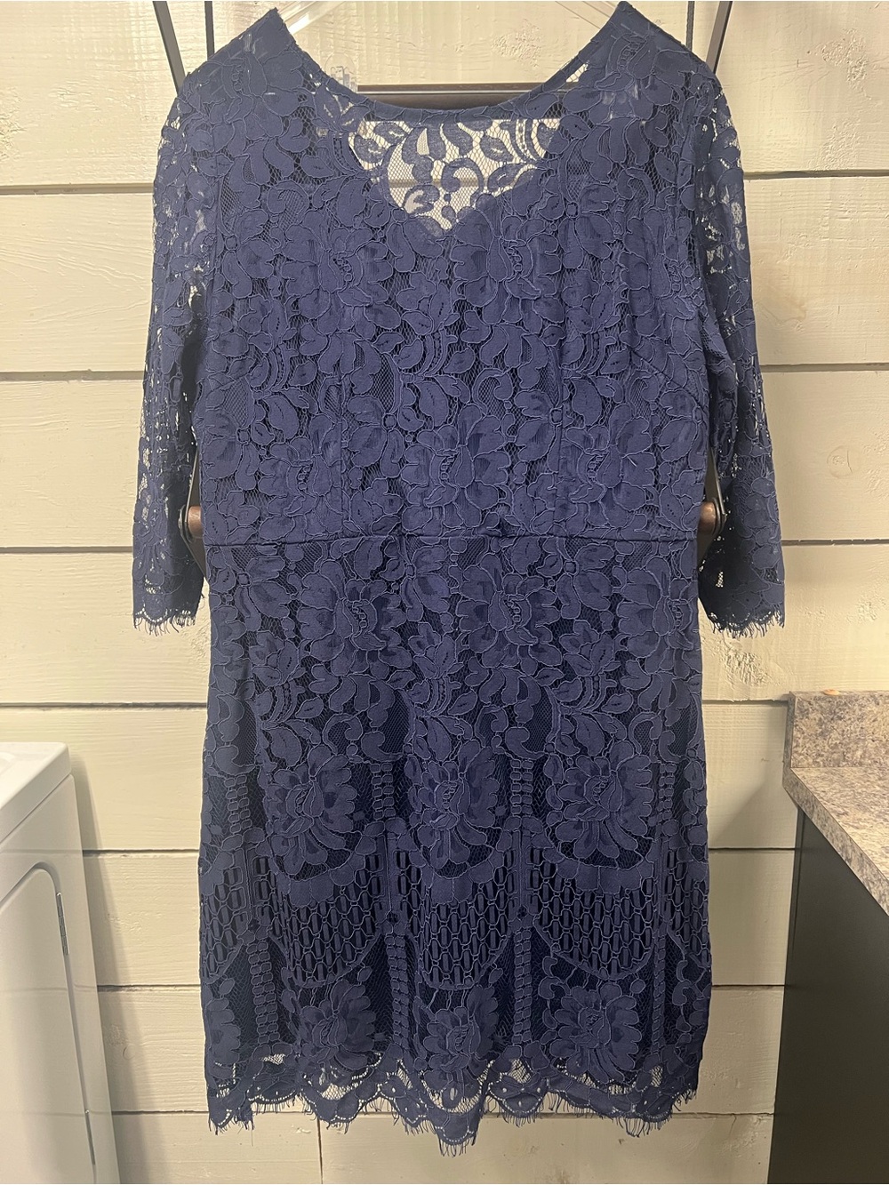 Women's Navy Lace Sheath Dress